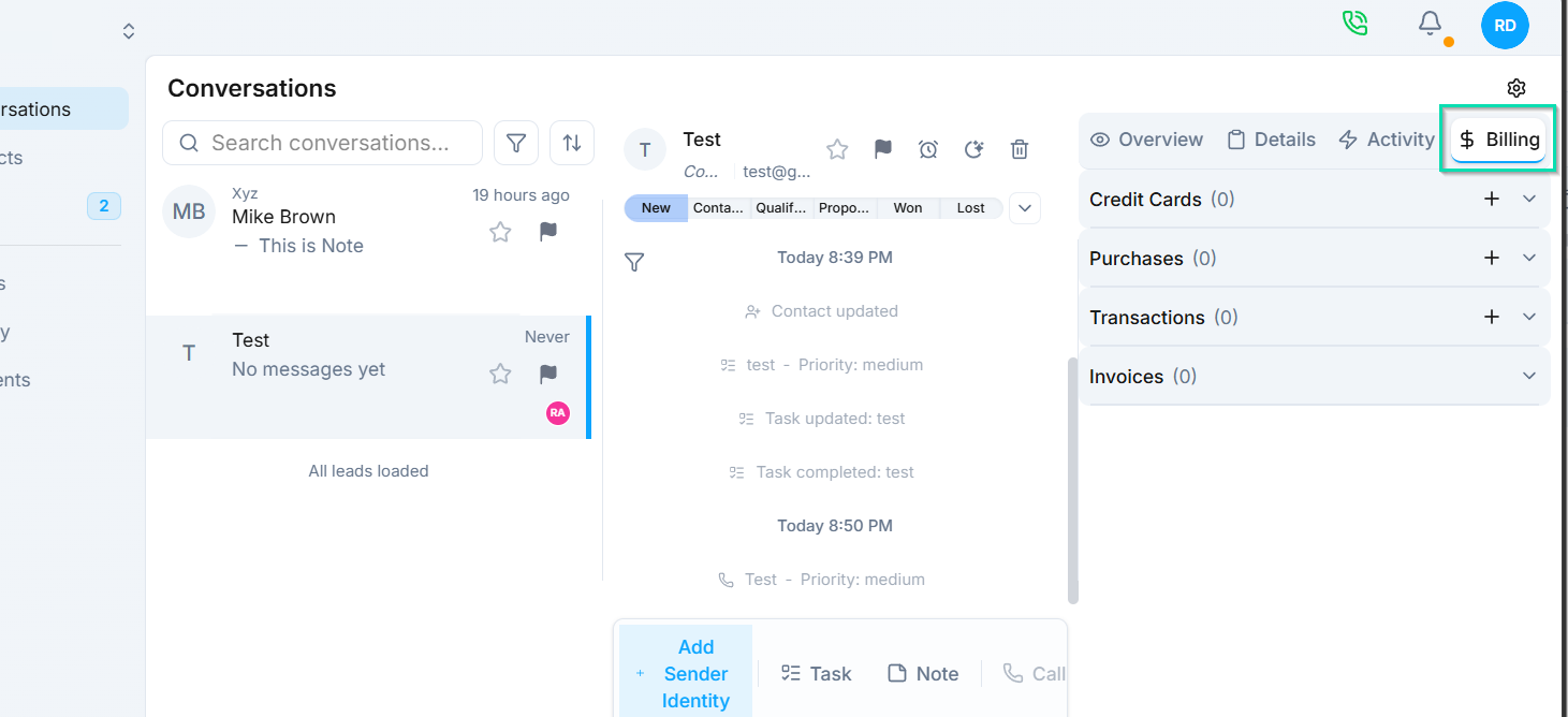 Billing Tab